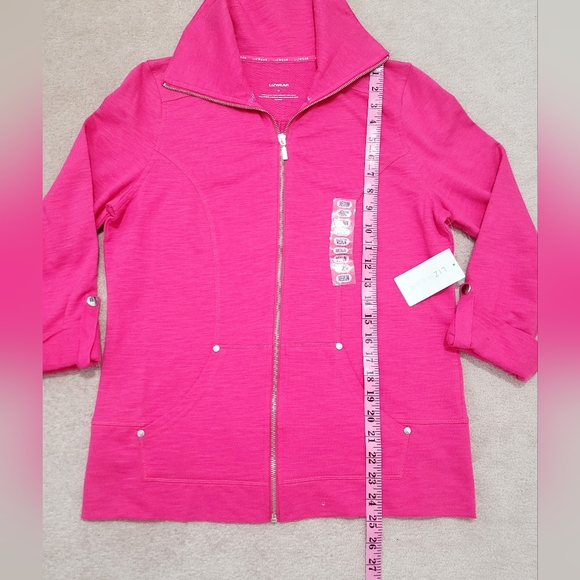 NEW Lizwear Pink Zip Up Jacket Womens Medium 100% Cotton Activewear Lightweight - Picture 8 of 13